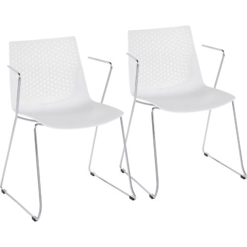 Matcha Accent Chair in White Poly on Chrome (Set of 2)